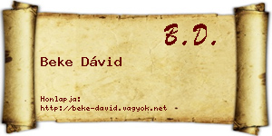 Beke Dávid névjegykártya